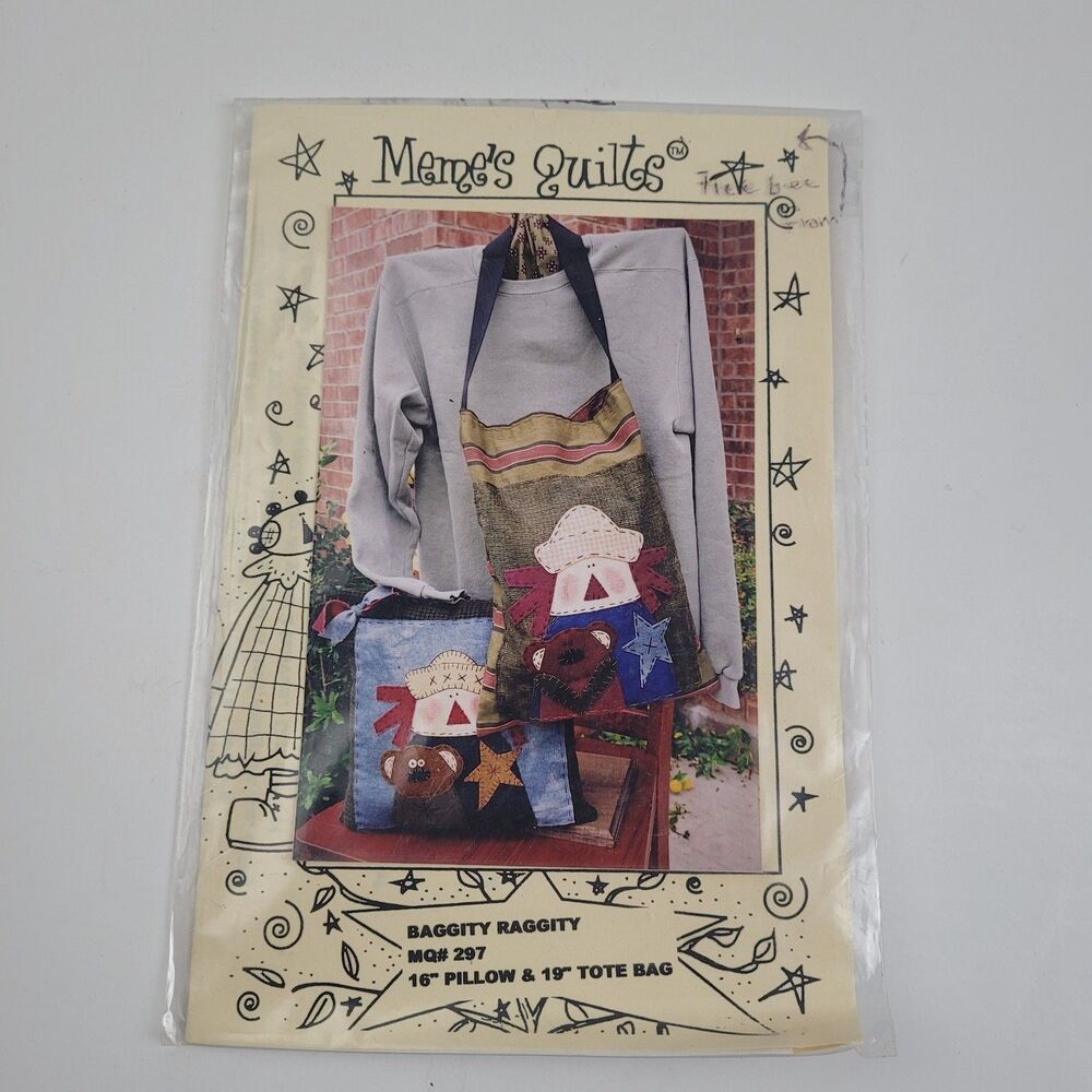 Vtg Meme's Quilts, Baggity Baggity, #297, uncut quilting pattern 11x13"